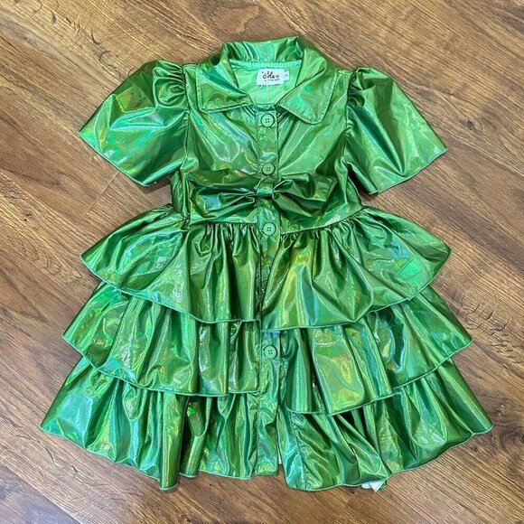 NWT Lola + The Boys iridescent emerald bow dress size 2 - Picture 4 of 8